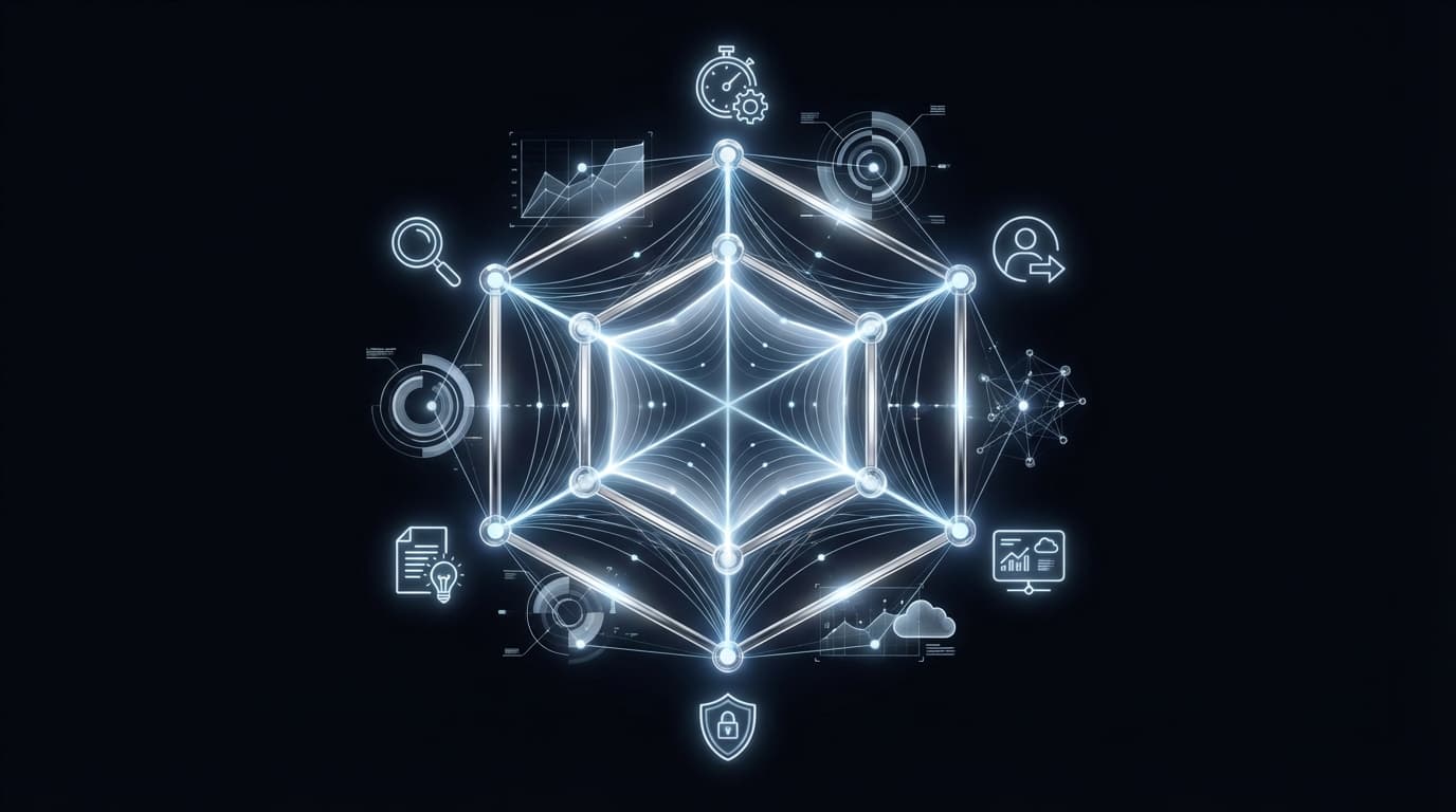 Audit digital 360 PME Suisse 2026 : radar hexagonal avec 6 dimensions SEO, performance, UX, sécurité, contenu et analytics