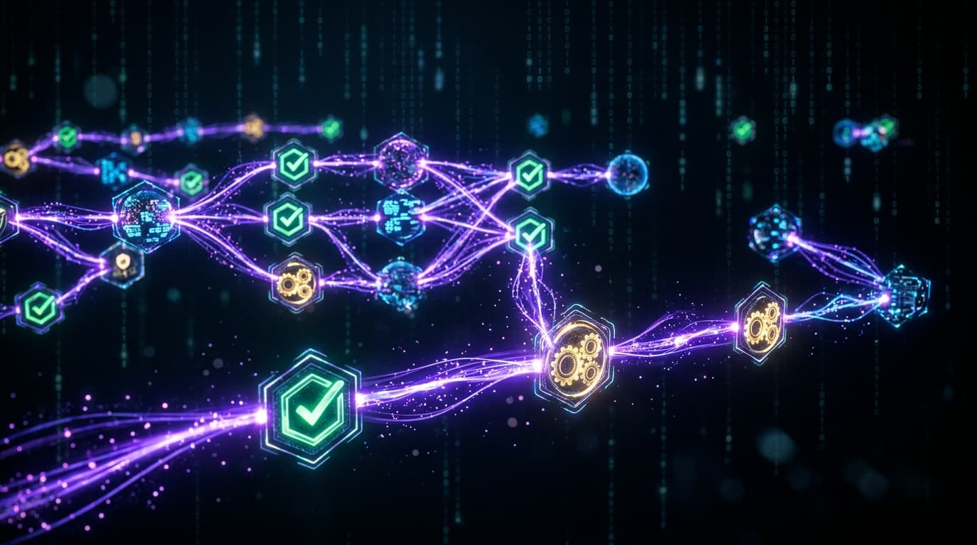 Automatiser taches repetitives PME : workflow automatisé avec noeuds connectes et flux de données pour gagner en productivité