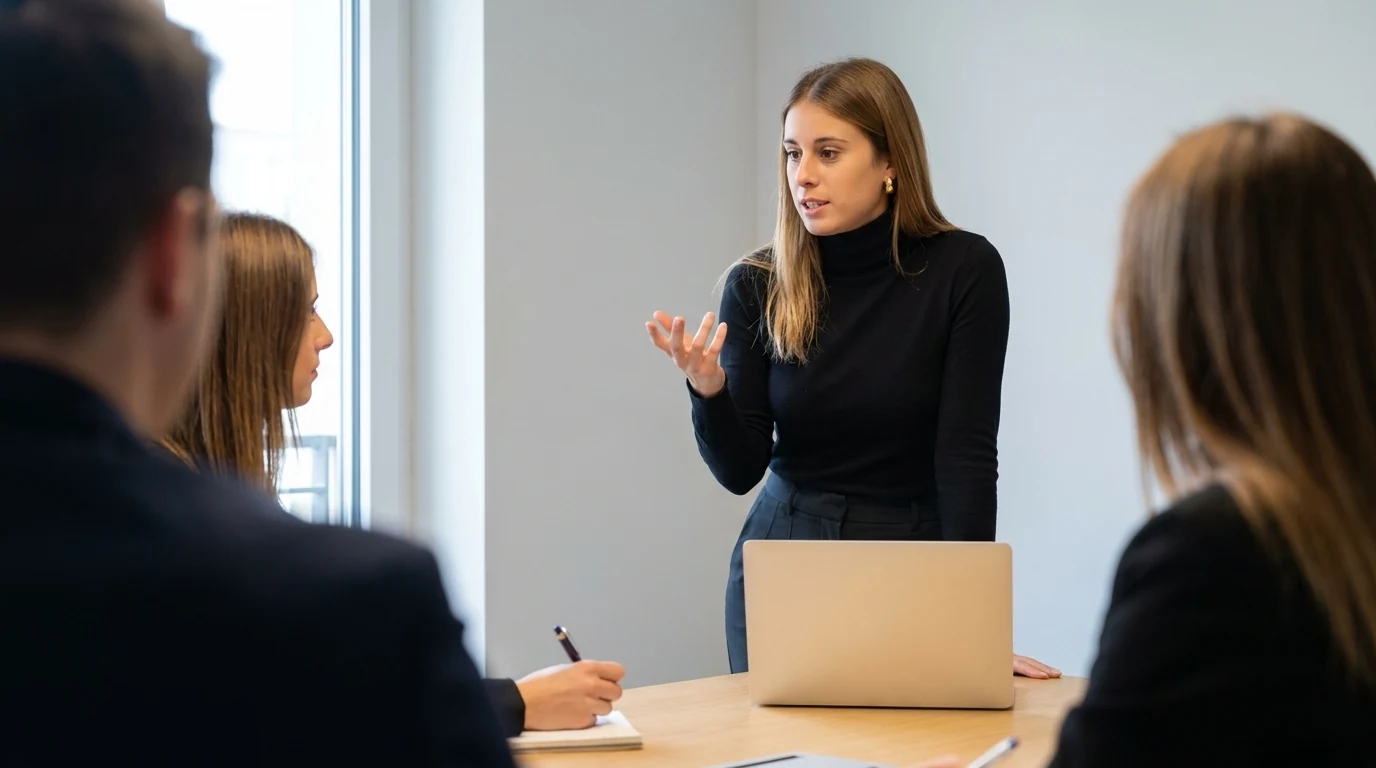 Formation IA entreprise Genève : formatrice DKDP animant un atelier pratique devant un petit groupe