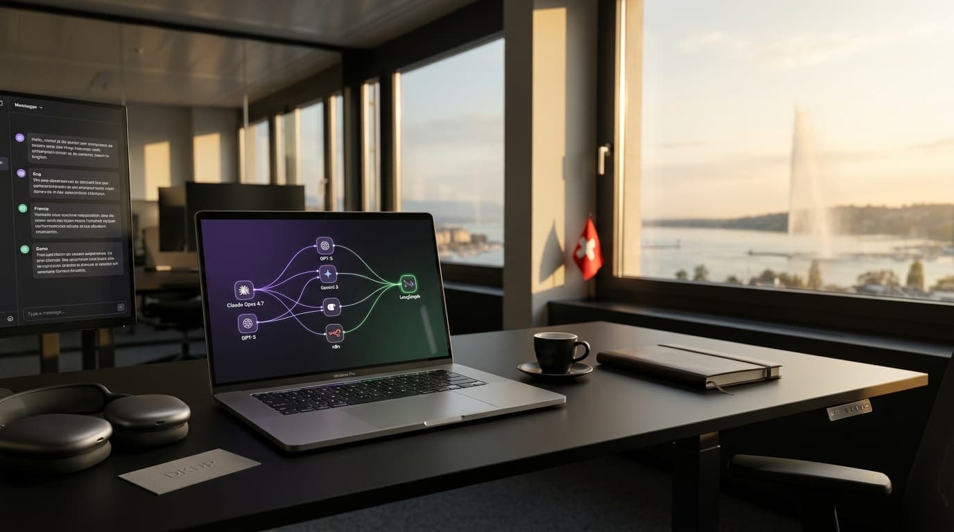 AI agency in Geneva DKDP: David Khazaei in the Eaux-Vives offices with an SME team